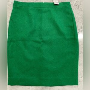 NWT Green Wool J. Crew Pencil Skirt, size 10
